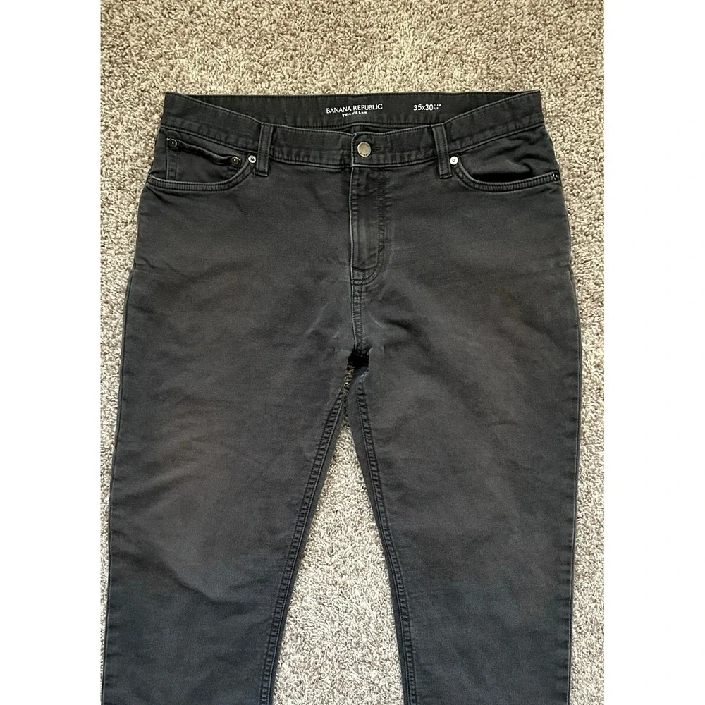 Banana Republic Traveler Slim Fit Pants Mens 35x30 Dark Gray Faded Black Stretch